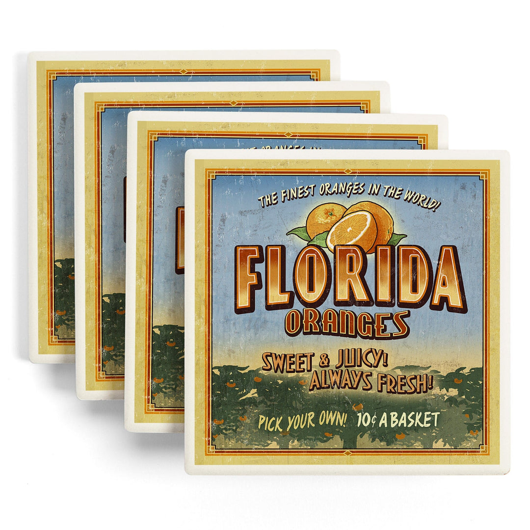 Florida, Orange Orchard Sign, Coasters Coasters Lantern Press 