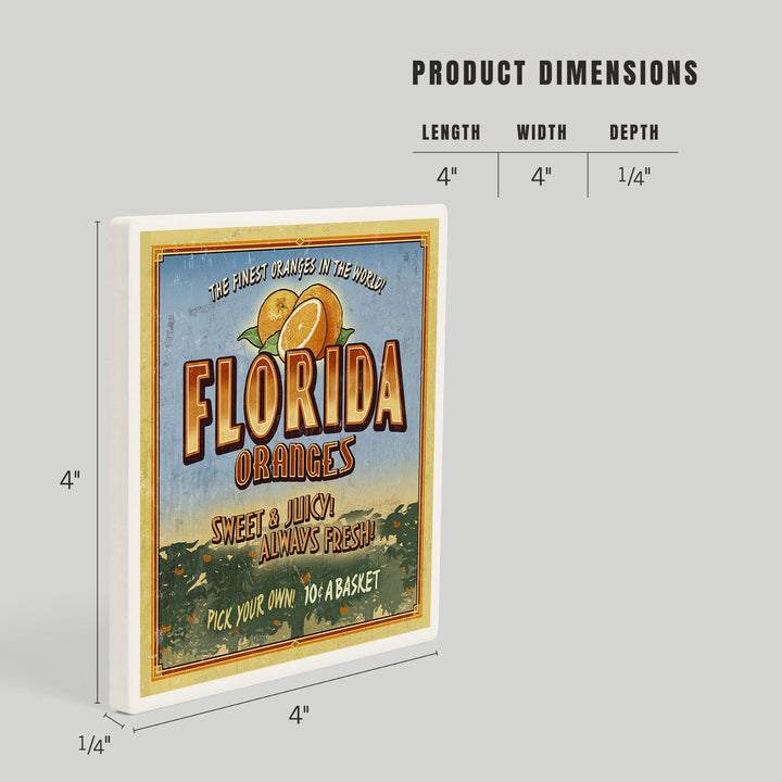 Florida, Orange Orchard Sign, Coasters Coasters Lantern Press 