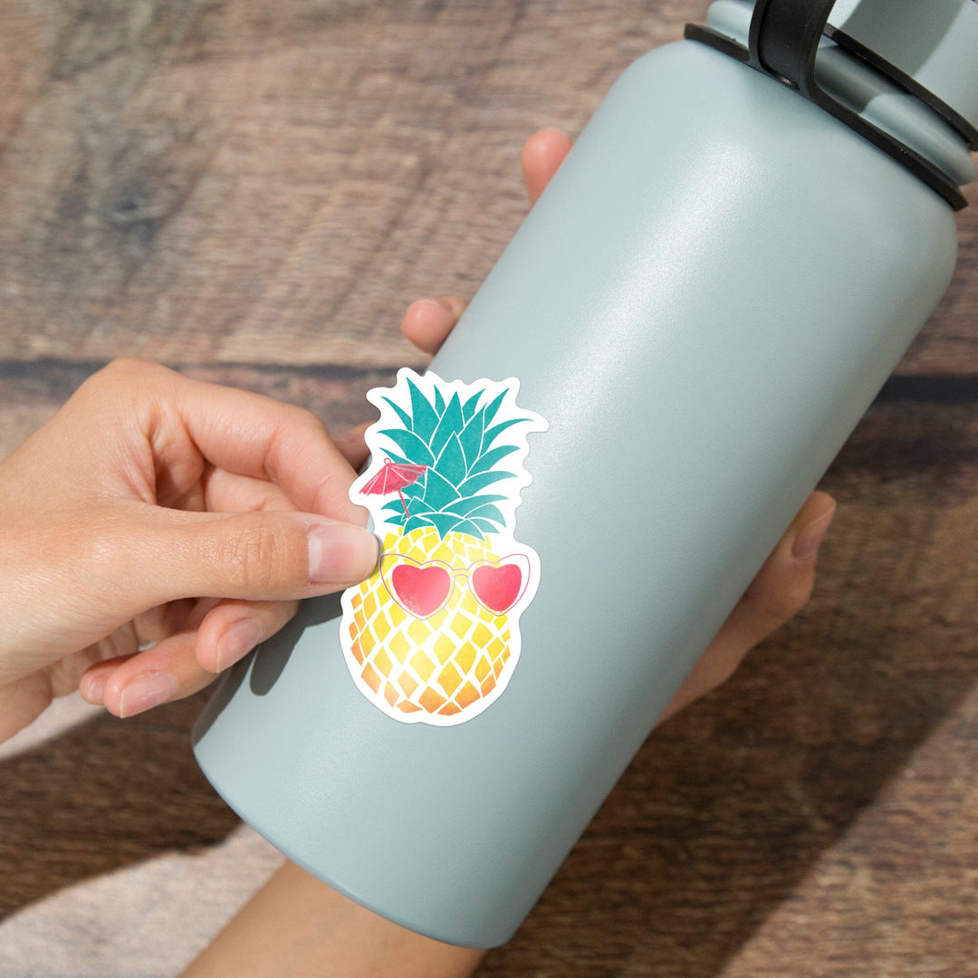 Florida, Pineapple, Tropicool, Watercolor Print, Vinyl Sticker Sticker Lantern Press 