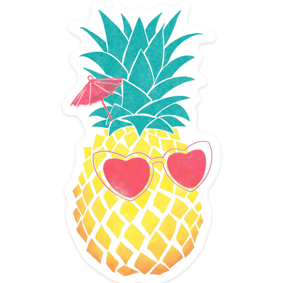 Florida, Pineapple, Tropicool, Watercolor Print, Vinyl Sticker Sticker Lantern Press 