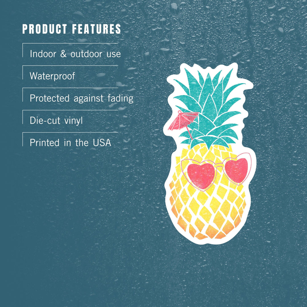 Florida, Pineapple, Tropicool, Watercolor Print, Vinyl Sticker Sticker Lantern Press 