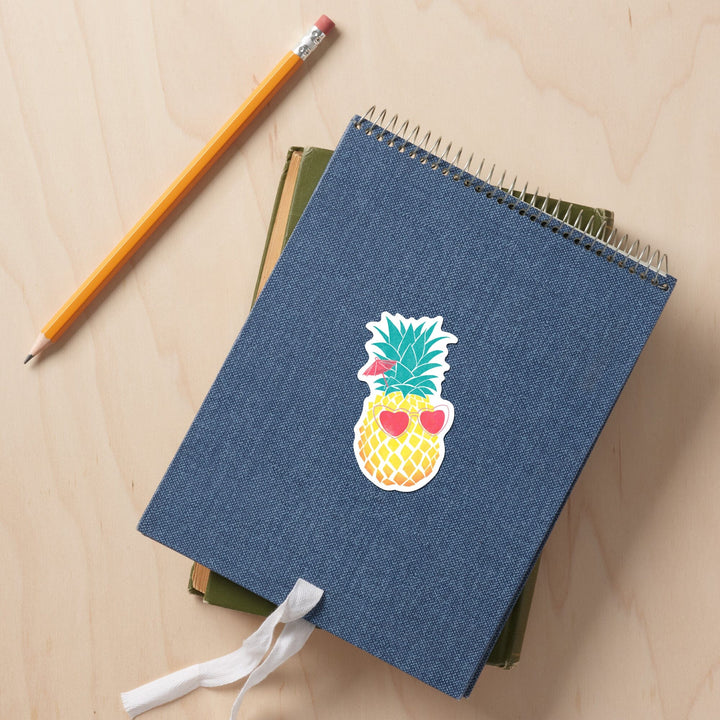 Florida, Pineapple, Tropicool, Watercolor Print, Vinyl Sticker Sticker Lantern Press 