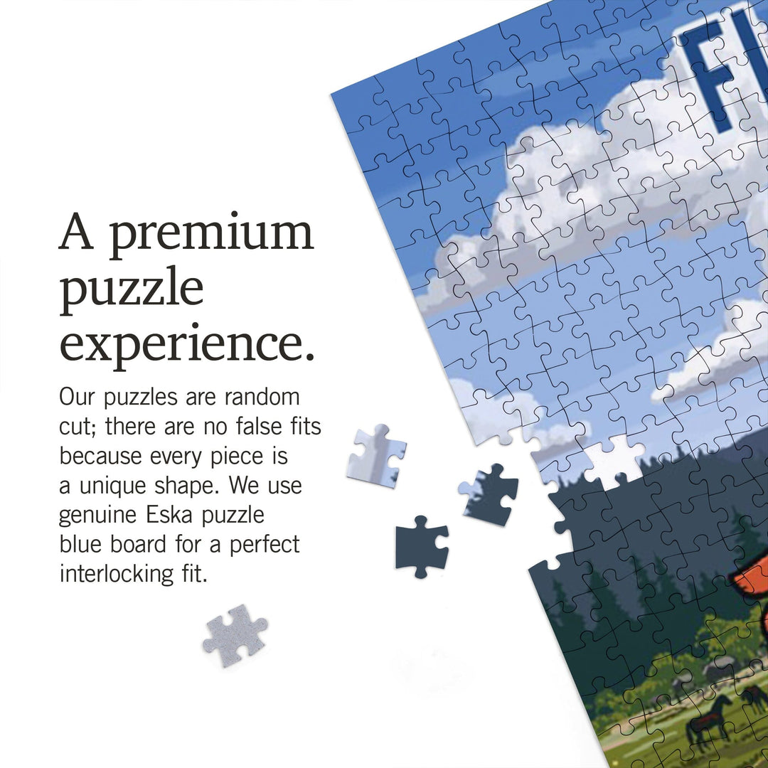 Florida, Signpost, Meadow, Jigsaw Puzzle Puzzle Lantern Press 