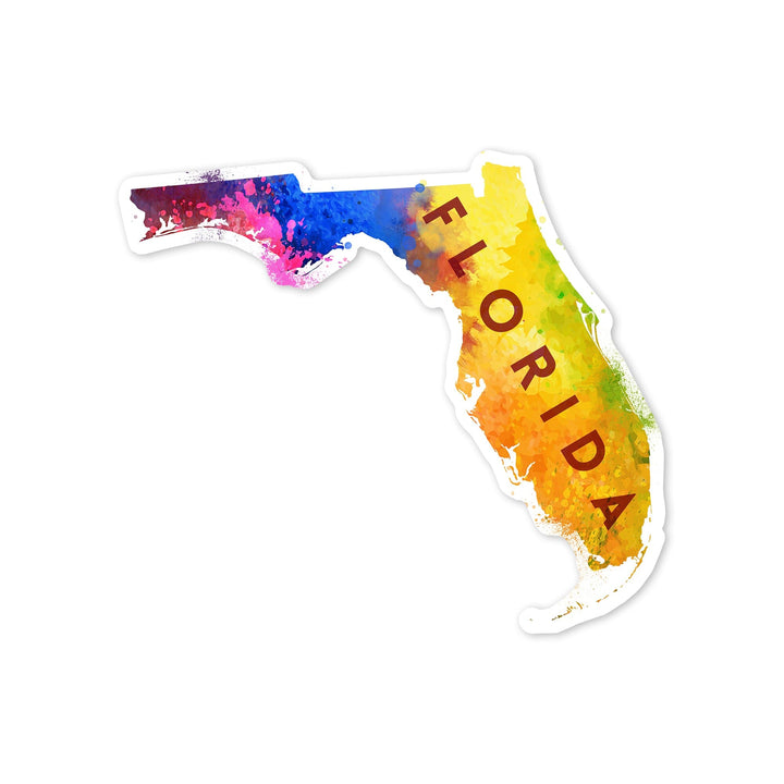 Florida, State Abstract, Watercolor, Contour, Lantern Press Artwork, Vinyl Sticker Sticker Lantern Press 