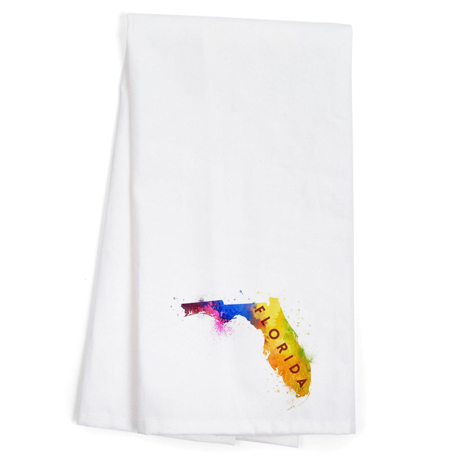 Florida, State Abstract, Watercolor, Contour, Organic Cotton Kitchen Tea Towels Kitchen Lantern Press 