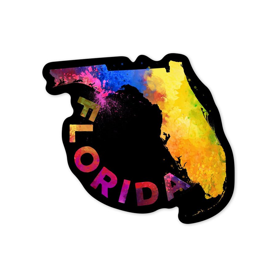 Florida, State Abstract, Watercolor, Contour, Vinyl Sticker - Lantern Press