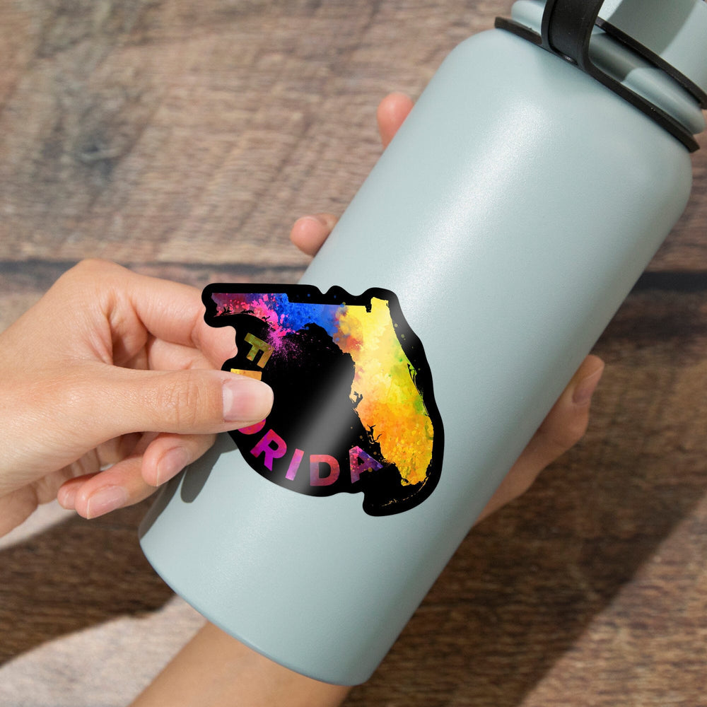 Florida, State Abstract, Watercolor, Contour, Vinyl Sticker - Lantern Press