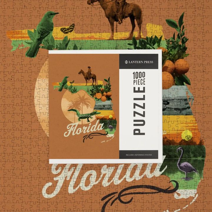 Florida, State Photomontage, State Series, Jigsaw Puzzle Puzzle Lantern Press 