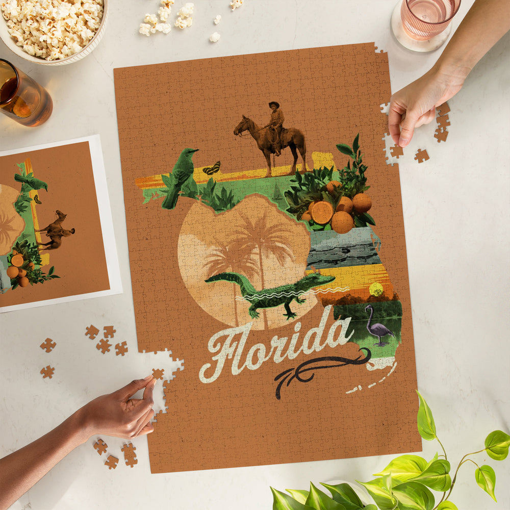 Florida, State Photomontage, State Series, Jigsaw Puzzle Puzzle Lantern Press 