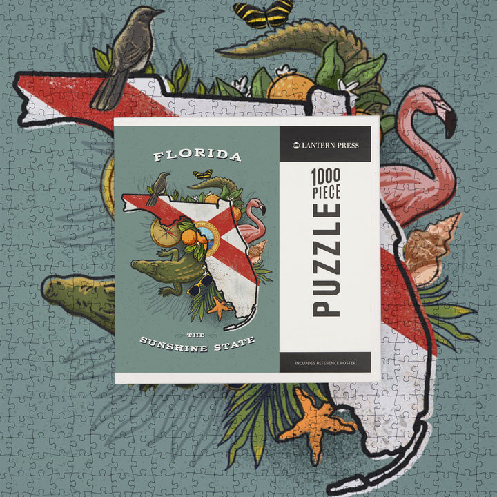 Florida, State Treasure Trove, State Series, Jigsaw Puzzle Puzzle Lantern Press 