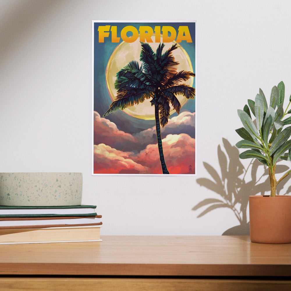 Florida, Sunset and Palm Tree, Art & Giclee Prints Art Lantern Press 