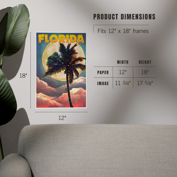 Florida, Sunset and Palm Tree, Art & Giclee Prints Art Lantern Press 