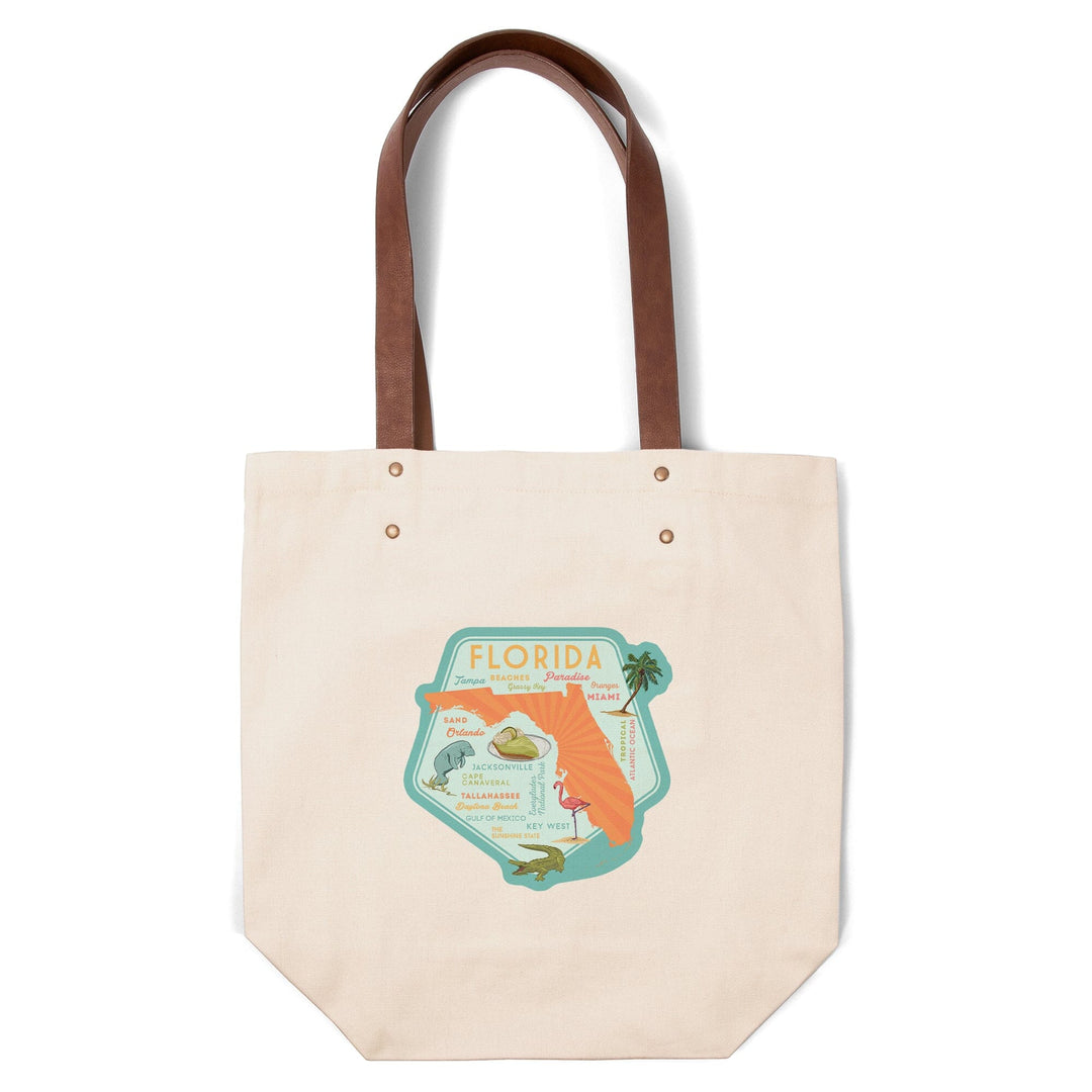 Florida, Typography & Icons, Contour, Lantern Press Artwork, Accessory Go Bag - Lantern Press