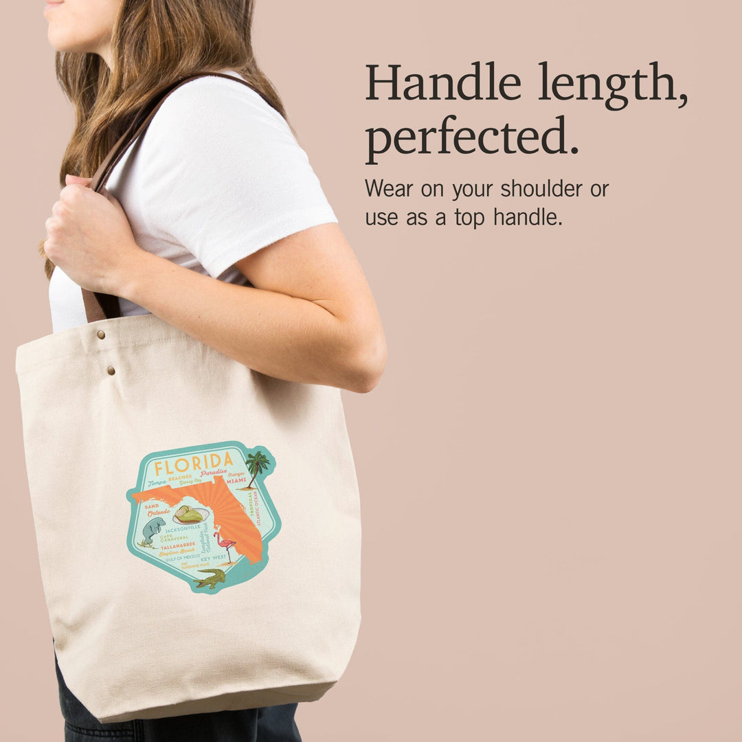 Florida, Typography & Icons, Contour, Lantern Press Artwork, Accessory Go Bag - Lantern Press