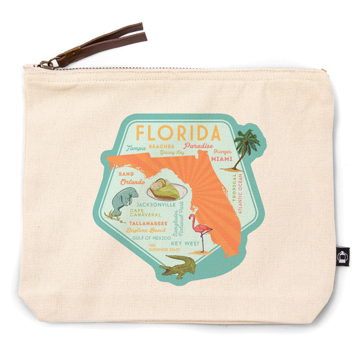 Florida, Typography & Icons, Contour, Lantern Press Artwork, Accessory Go Bag - Lantern Press