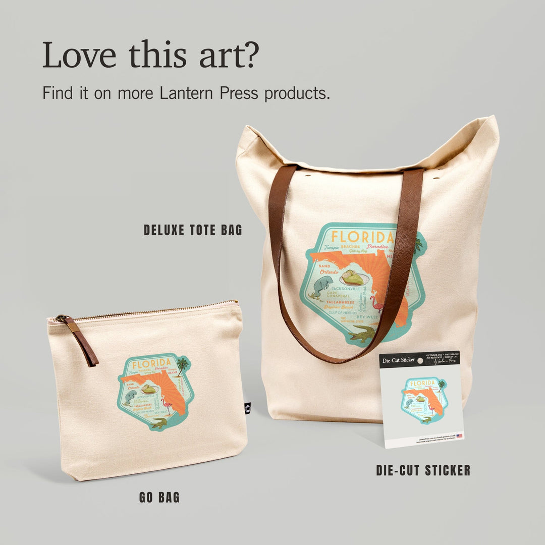 Florida, Typography & Icons, Contour, Lantern Press Artwork, Accessory Go Bag - Lantern Press