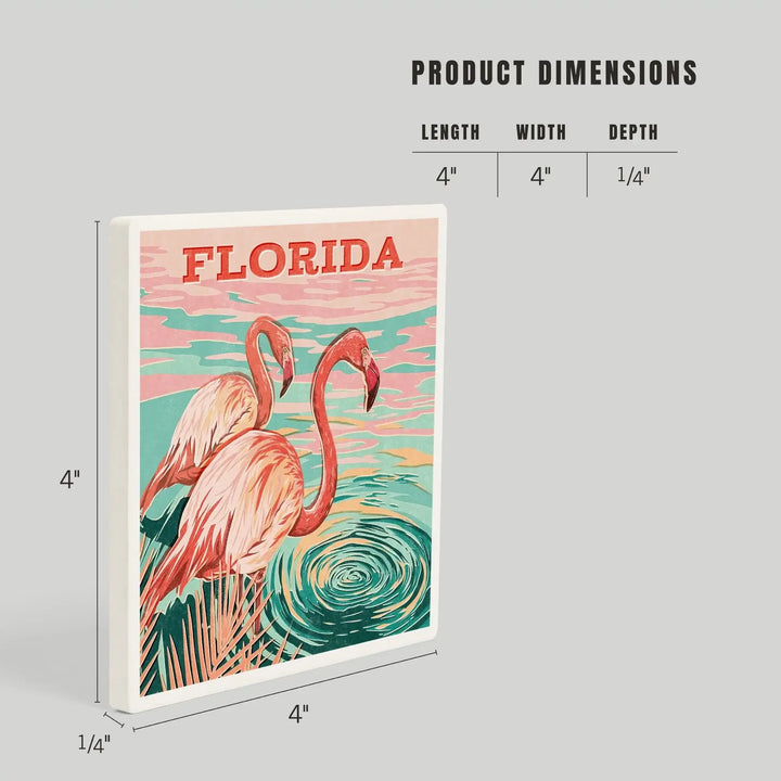 Florida, Vintage Print Press, Flamingo, Coasters Coasters Lantern Press 
