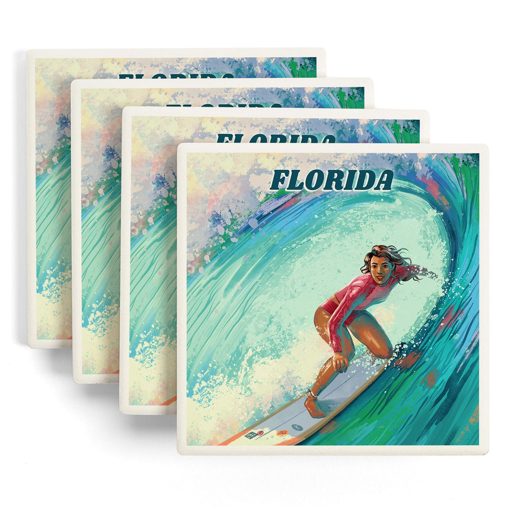 Florida, Vitamin Sea, Coastal Series, Surfer Girl, Coasters Coasters Lantern Press 