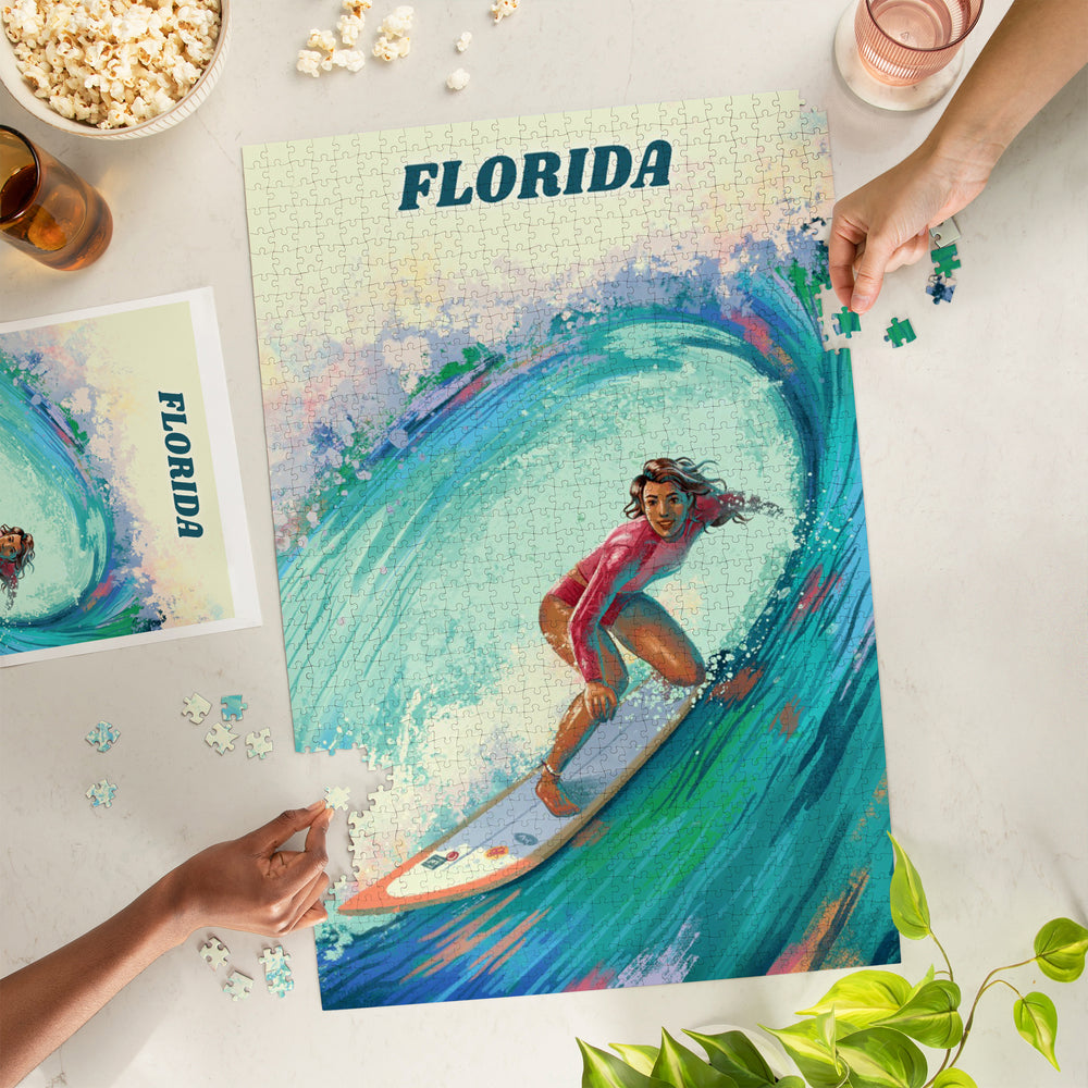 Florida, Vitamin Sea, Coastal Series, Surfer Girl, Jigsaw Puzzle Puzzle Lantern Press 