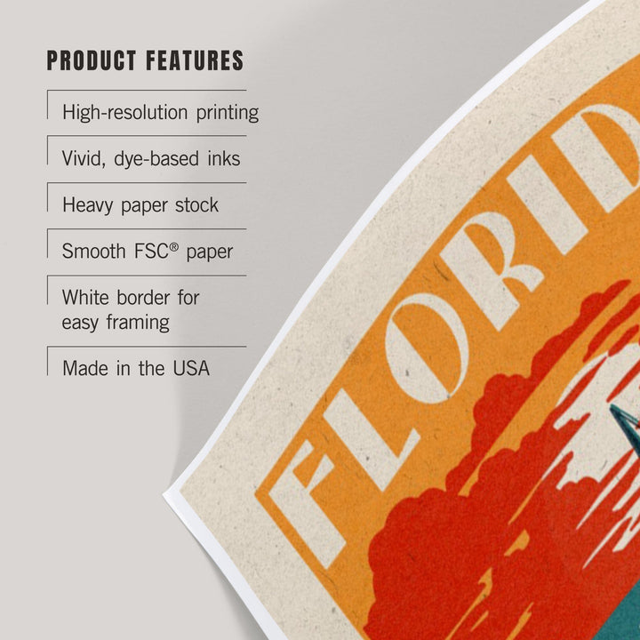 Florida, Woodblock, Art & Giclee Prints Art Lantern Press 