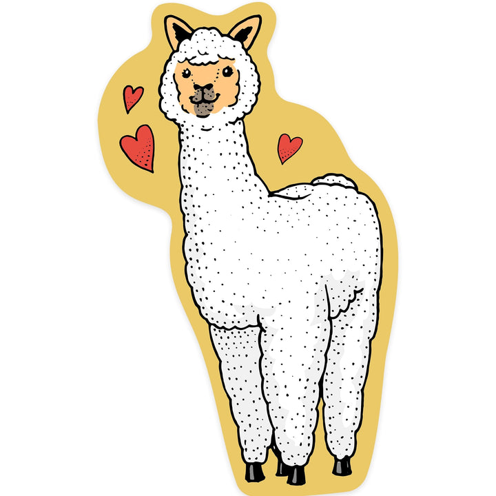 Fluffy Love Alpaca, Vector Doodle, Contour, Artwork, Vinyl Sticker Sticker Lantern Press 