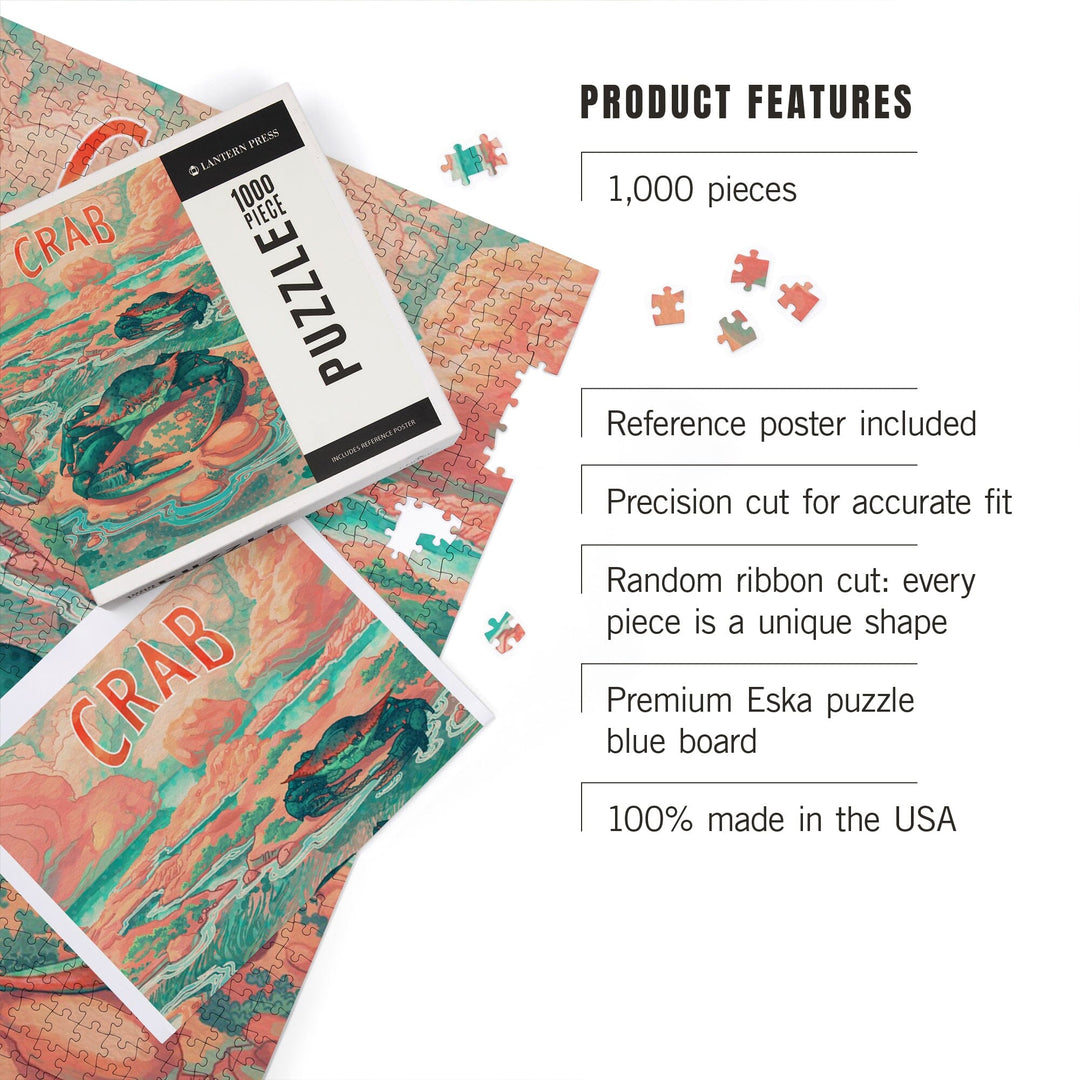 Fluid Linework, Crab, Jigsaw Puzzle Puzzle Lantern Press 