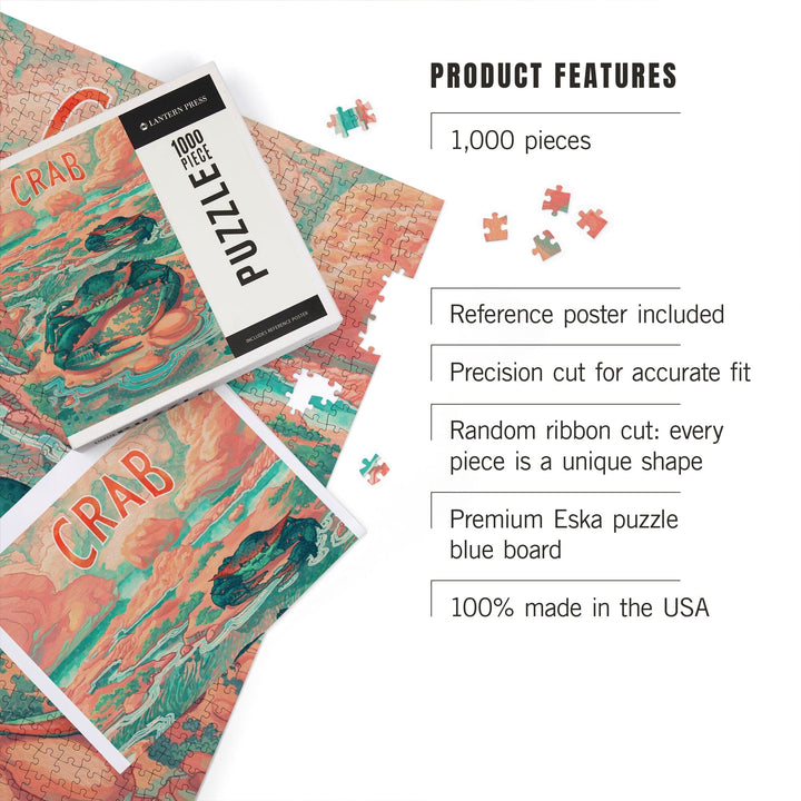 Fluid Linework, Crab, Jigsaw Puzzle Puzzle Lantern Press 
