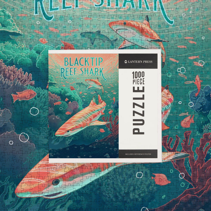 Fluid Linework, Reef Shark, Jigsaw Puzzle Puzzle Lantern Press 