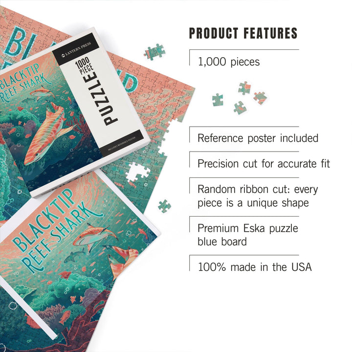 Fluid Linework, Reef Shark, Jigsaw Puzzle Puzzle Lantern Press 
