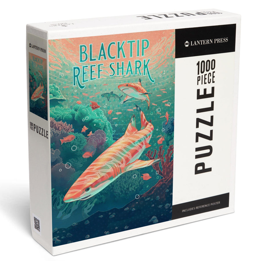 Fluid Linework, Reef Shark, Jigsaw Puzzle Puzzle Lantern Press 