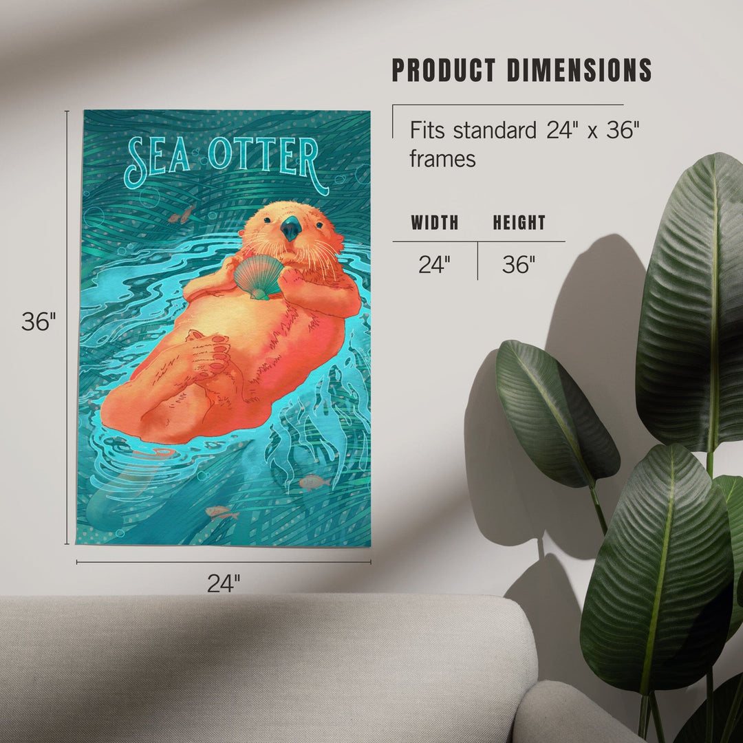 Fluid Linework, Sea Otter, Art & Giclee Prints Art Lantern Press 