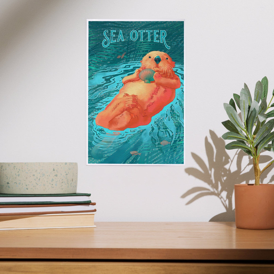 Fluid Linework, Sea Otter, Art & Giclee Prints Art Lantern Press 