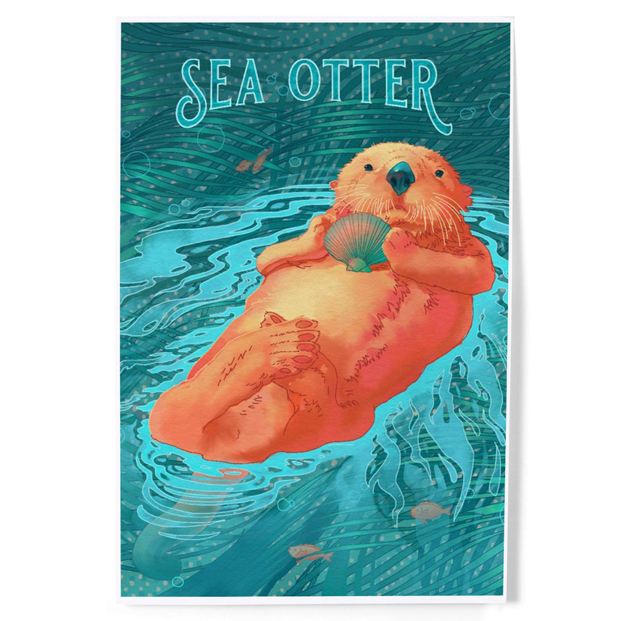 Fluid Linework, Sea Otter, Art & Giclee Prints Art Lantern Press 