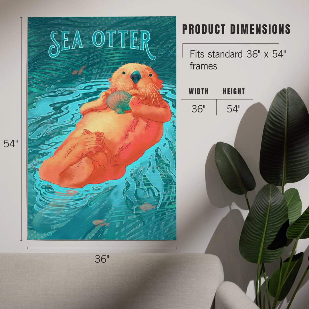 Fluid Linework, Sea Otter, Art & Giclee Prints Art Lantern Press 