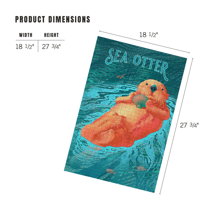 Fluid Linework, Sea Otter, Jigsaw Puzzle Puzzle Lantern Press 