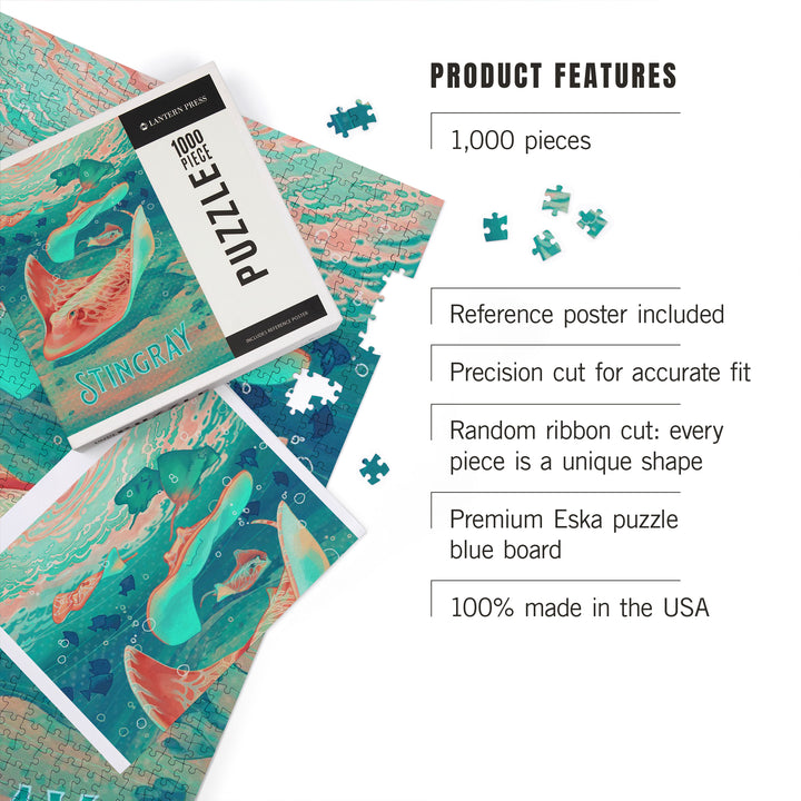 Fluid Linework, Stingray, Jigsaw Puzzle Puzzle Lantern Press 
