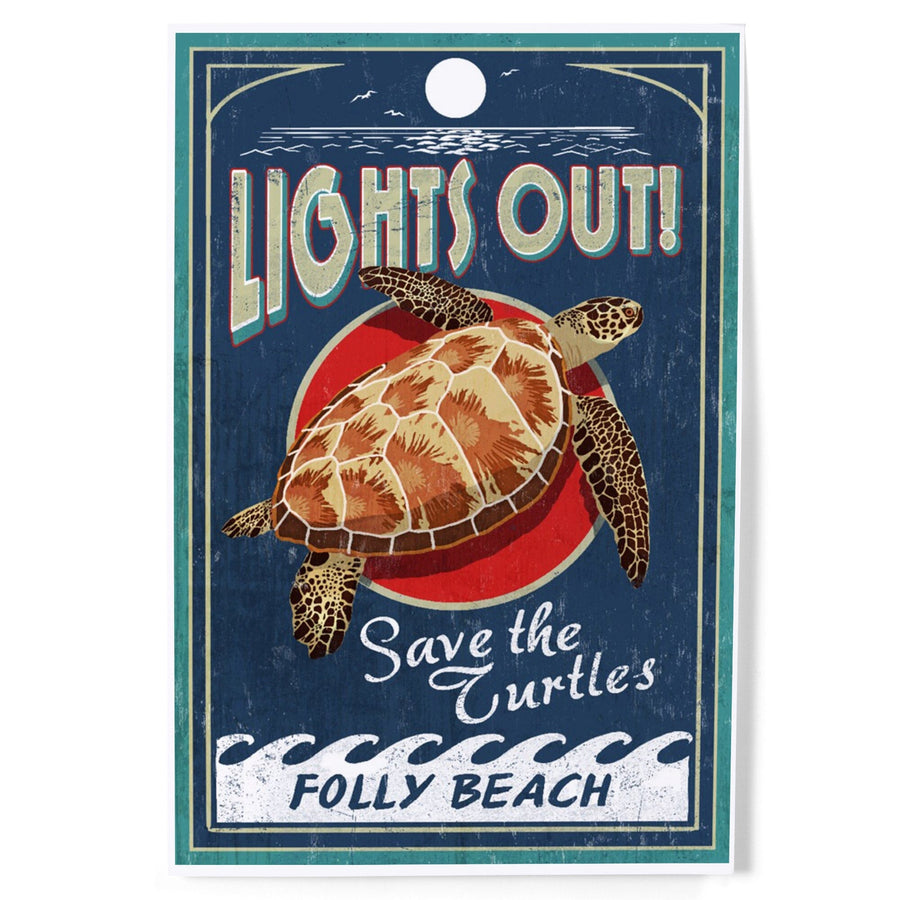 Folly Beach, South Carolina, Sea Turtle Vintage Sign, Art & Giclee Prints Art Lantern Press 