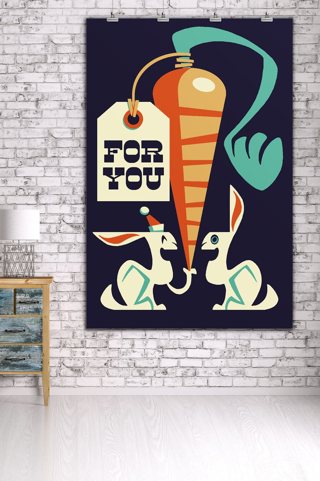 For you, Rabbits, Retro Christmas, Art & Giclee Prints Art Lantern Press 36 x 54 Giclee Print 