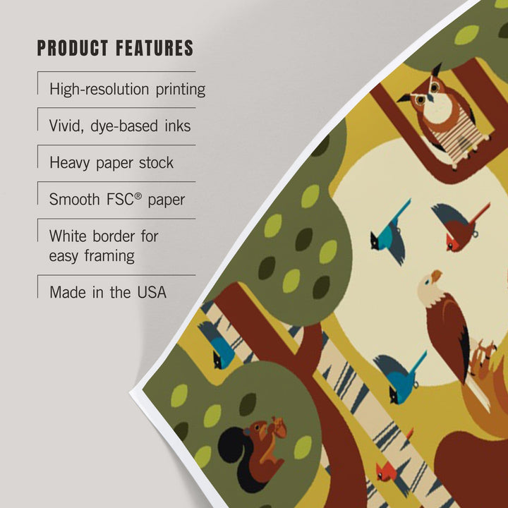 Forest Animals, Geometric, Art & Giclee Prints Art Lantern Press 