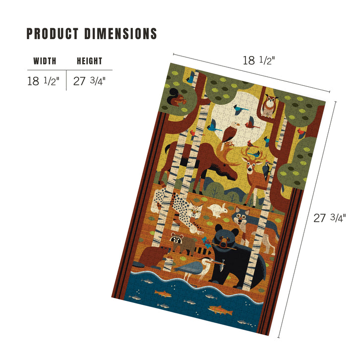 Forest Animals, Geometric, Jigsaw Puzzle Puzzle Lantern Press 