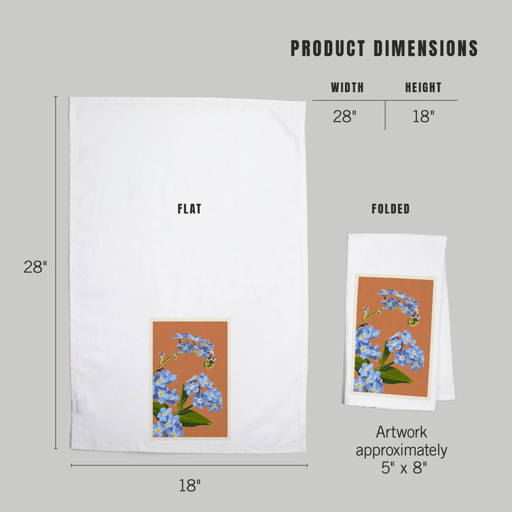 Forget-Me-Nots, Letterpress, Organic Cotton Kitchen Tea Towels Kitchen Lantern Press 