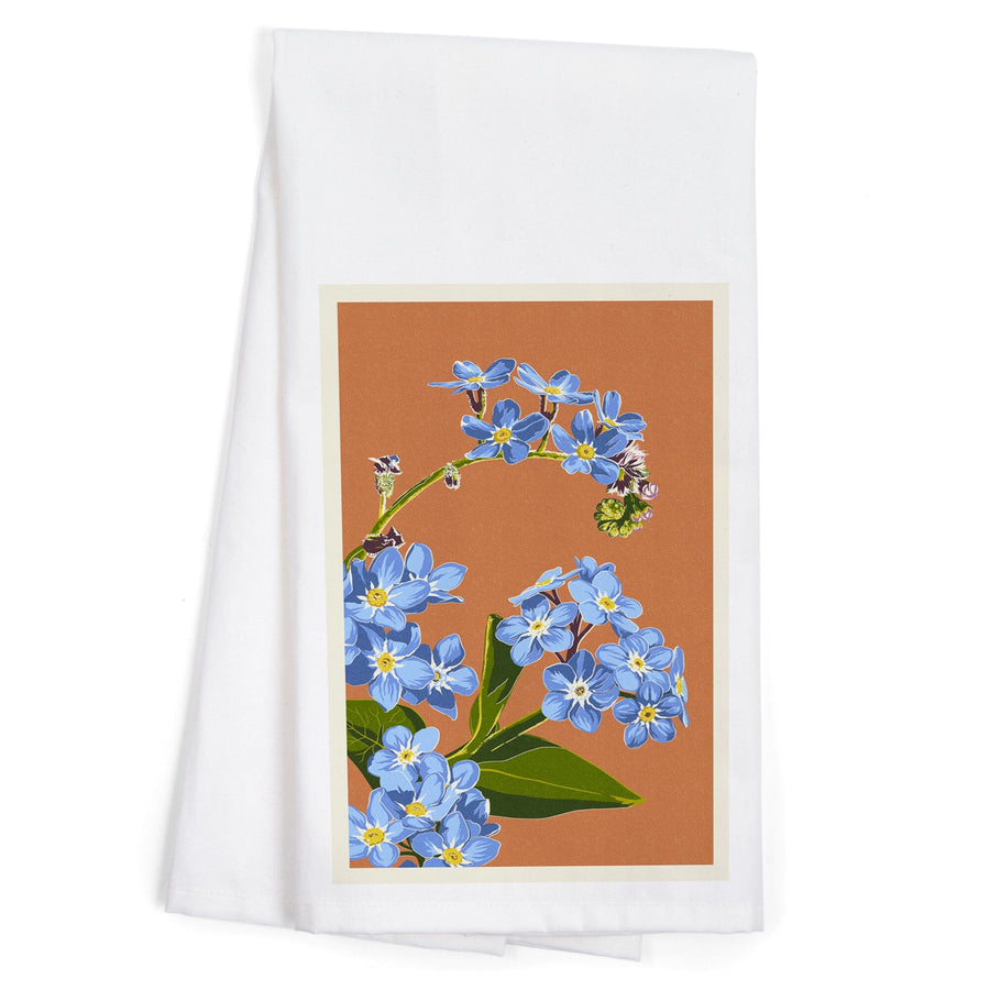 Forget-Me-Nots, Letterpress, Organic Cotton Kitchen Tea Towels Kitchen Lantern Press 