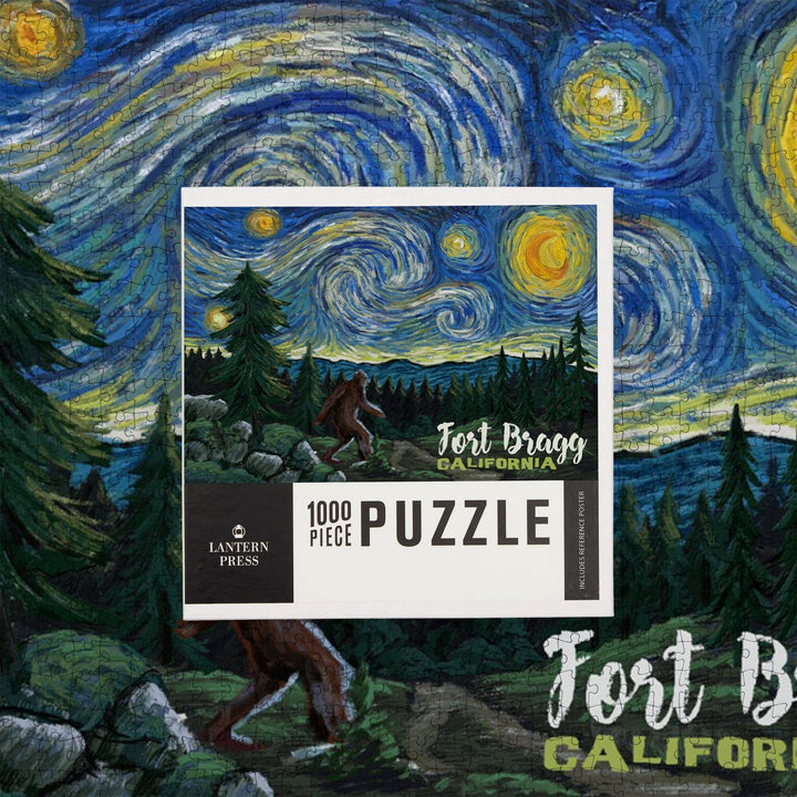 Fort Bragg, California, Bigfoot Starry Night, Jigsaw Puzzle Puzzle Lantern Press 