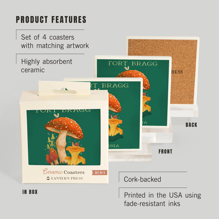 Fort Bragg, California, Mushroom Cluster, Coasters Coasters Lantern Press 