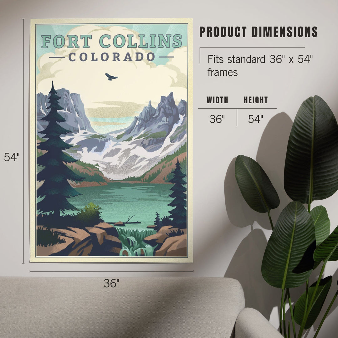 Fort Collins, Colorado, Lake, Lithograph, Art & Giclee Prints Art Lantern Press 