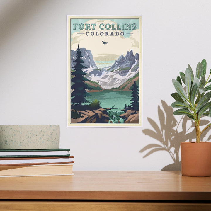 Fort Collins, Colorado, Lake, Lithograph, Art & Giclee Prints Art Lantern Press 