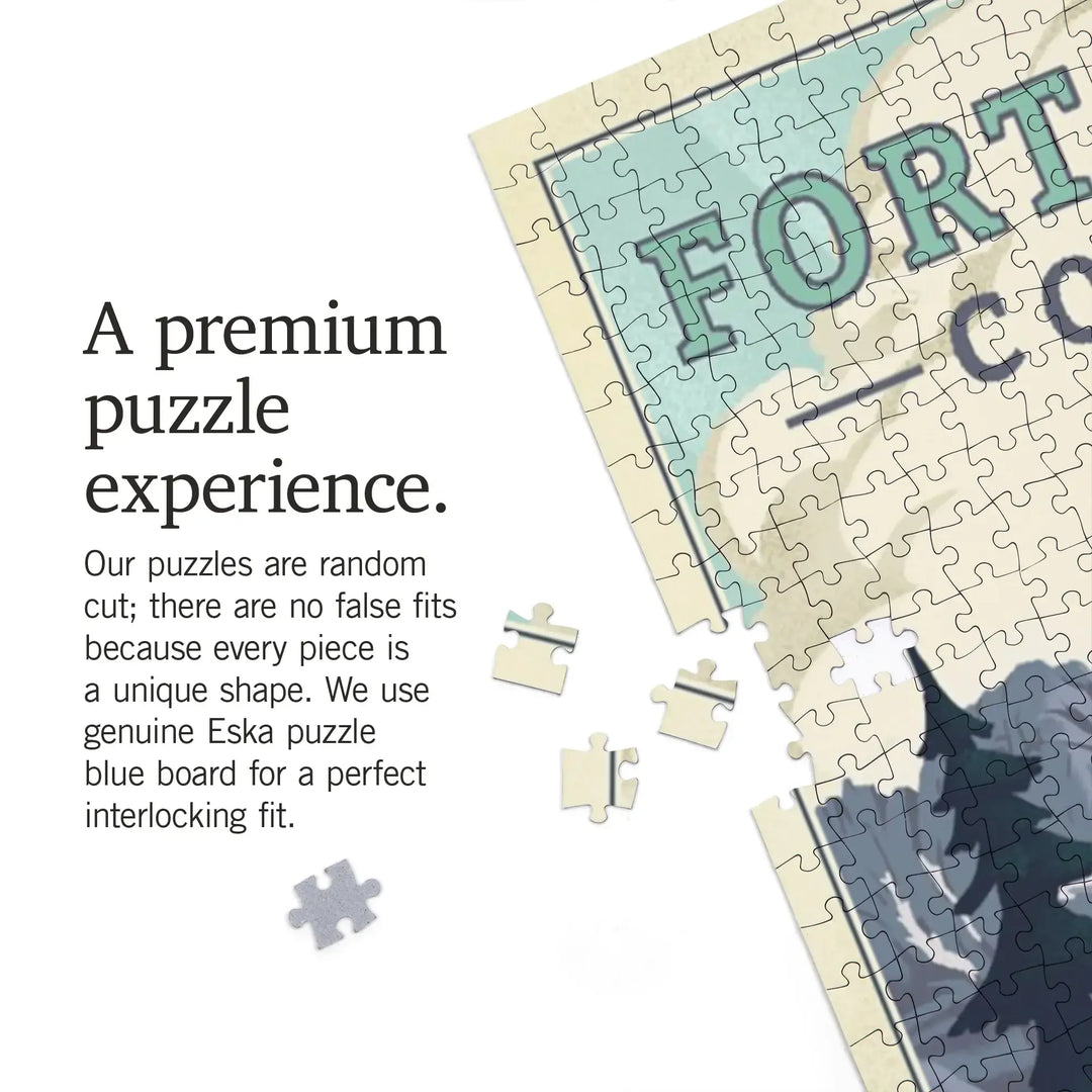Fort Collins, Colorado, Lake, Lithograph, Jigsaw Puzzle Puzzle Lantern Press 