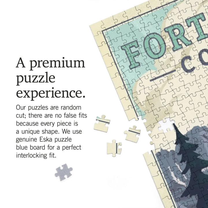 Fort Collins, Colorado, Lake, Lithograph, Jigsaw Puzzle Puzzle Lantern Press 