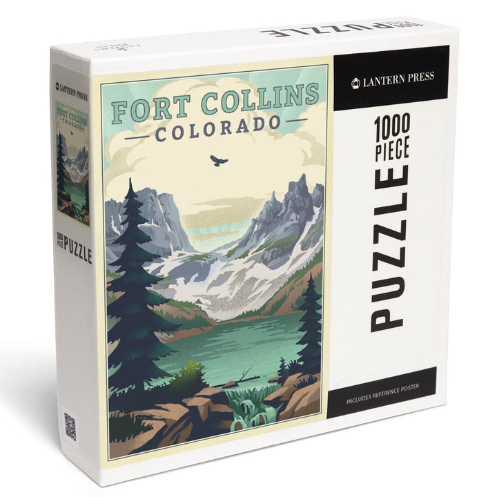 Fort Collins, Colorado, Lake, Lithograph, Jigsaw Puzzle Puzzle Lantern Press 