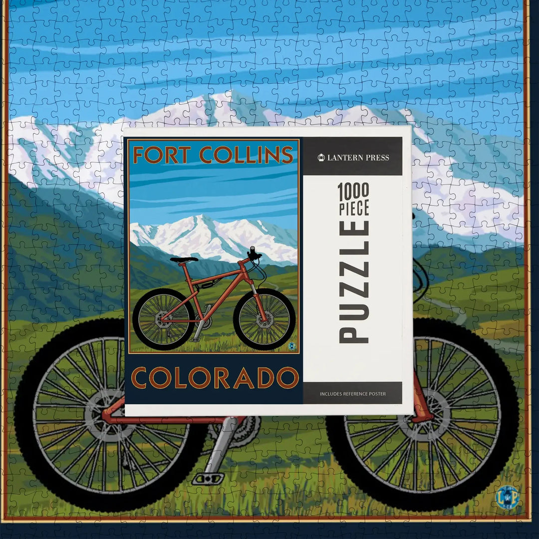Fort Collins, Colorado, Mountain Bike, Jigsaw Puzzle Puzzle Lantern Press 